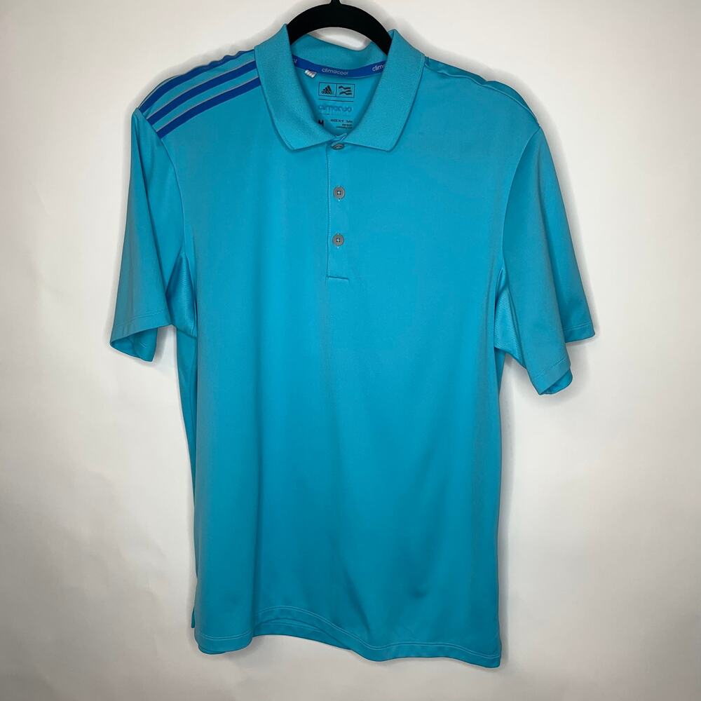 Adidas Turquoise Blue Golf Shirt Climacool Sz Medium